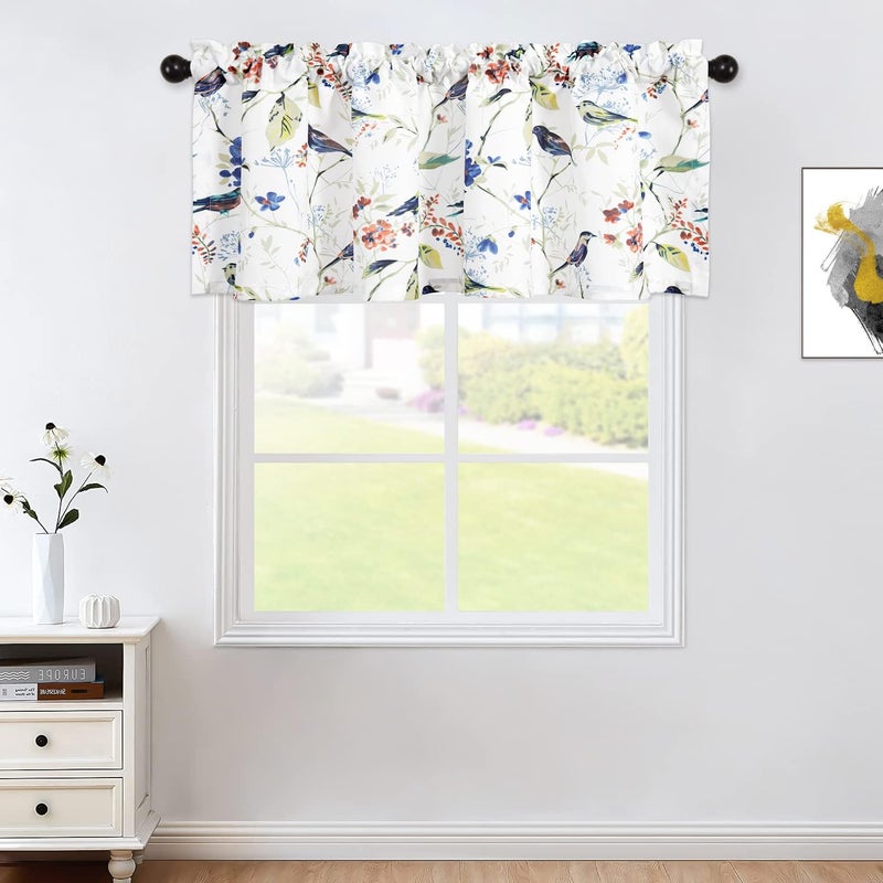 VOGOL Birds Printed Valances for Windows, Pocket Window Curtains Valance for Kitchen Living Room, W52xL18, One Panel - Image 2